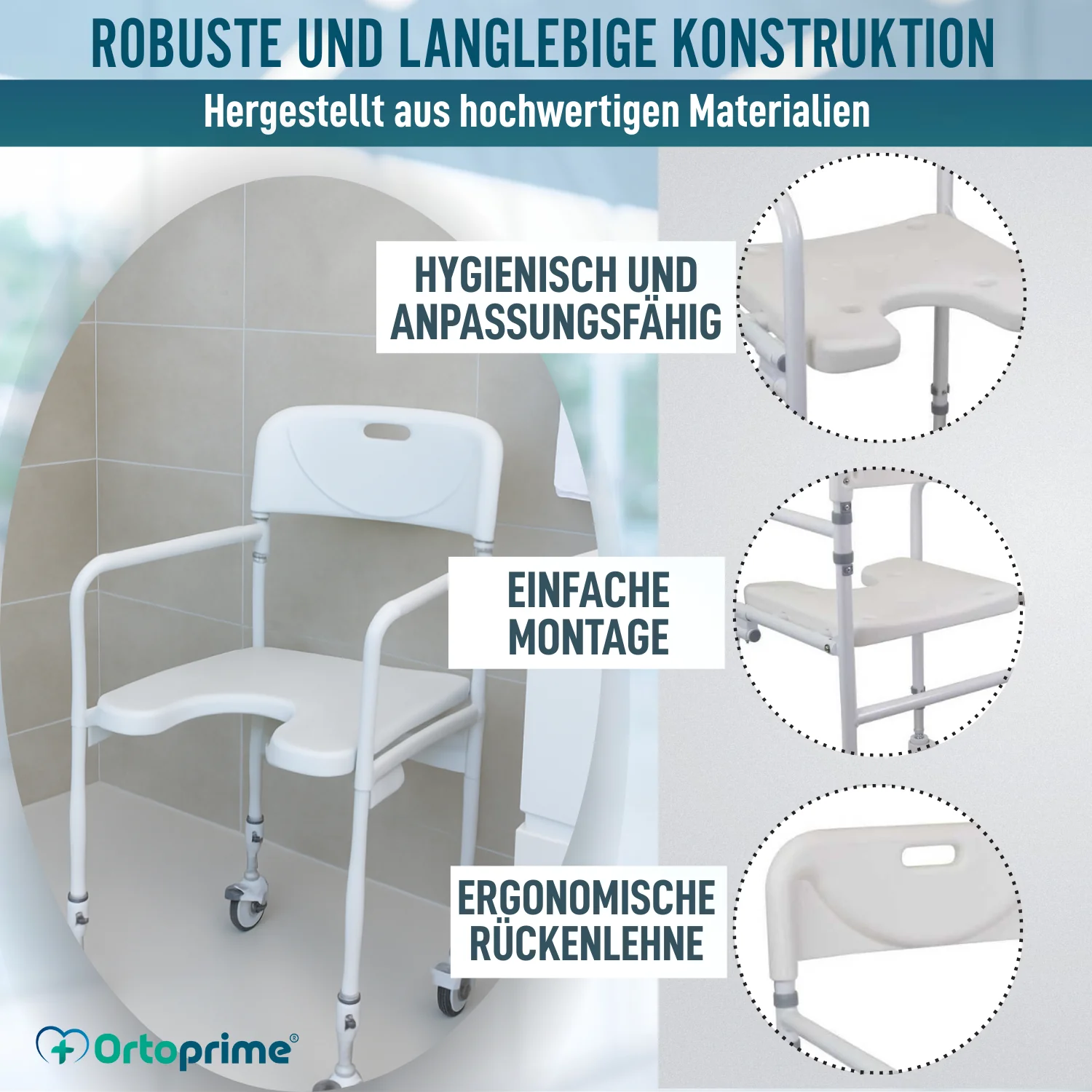 Duschstuhl in U-Form | Klappbarer Badesitz - Image 7