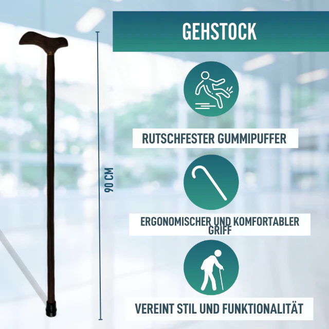 Eleganter Gehstock aus Wengé-Holz | Derby-Griff - Image 4