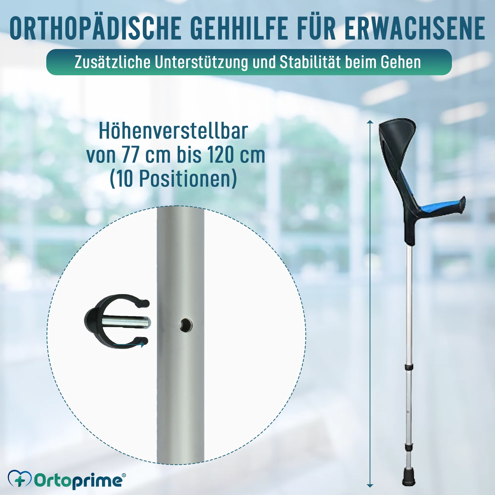Verstellbare anatomische Krücken, blau | Pack mit 2 Einheiten - Image 6