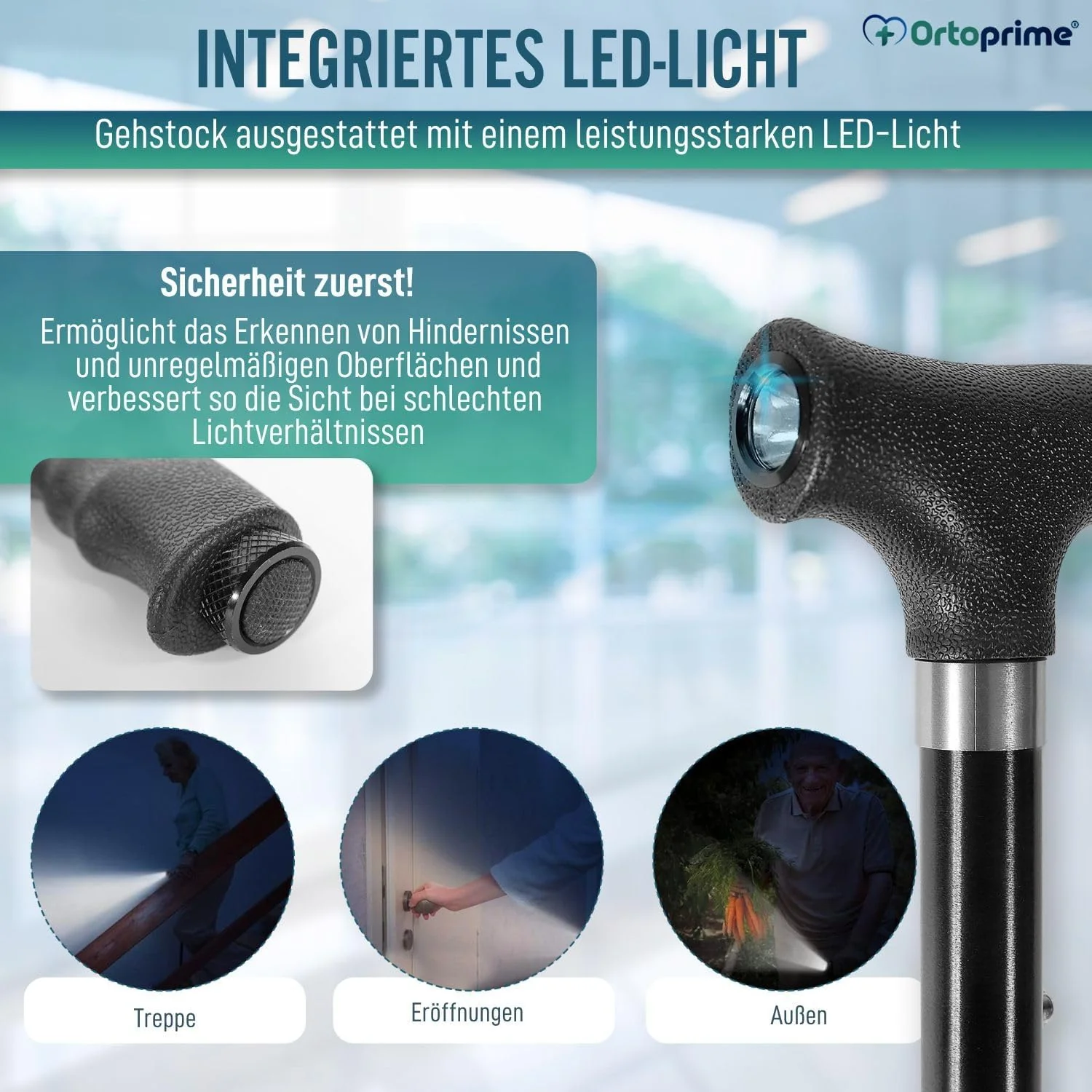 Faltbarer Gehstock für Senioren mit LED-Licht - Image 2