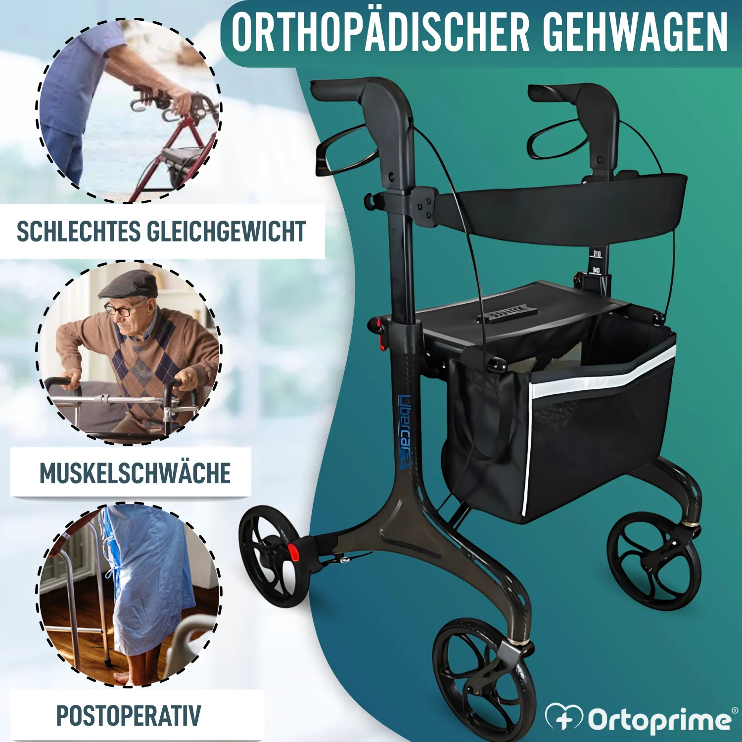 Faltbarer Rollator für Erwachsene mit Sitz | Karbonfaser - Image 4