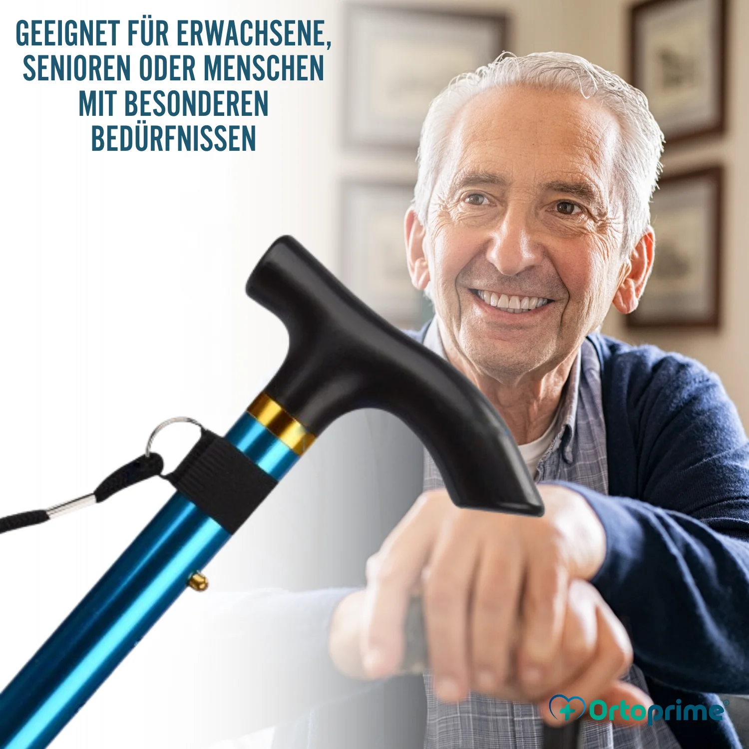 Faltstock zusammenklappbar und verlängerbar | Blauer Stock - Image 3