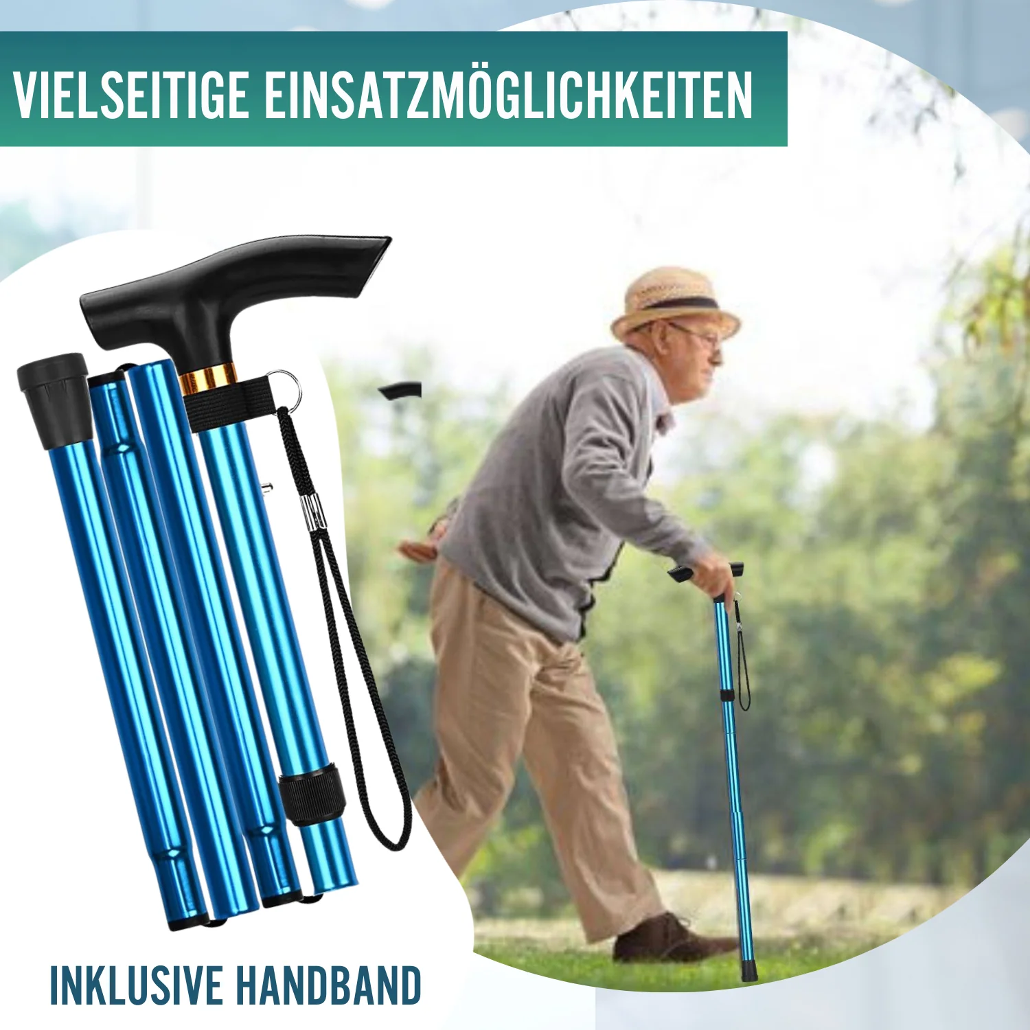 Faltstock zusammenklappbar und verlängerbar | Blauer Stock - Image 5