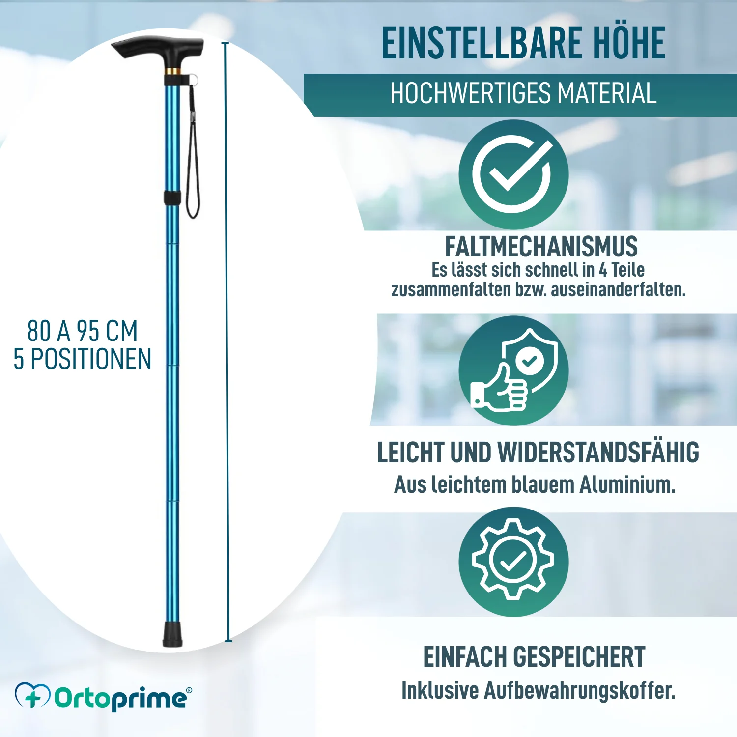 Faltstock zusammenklappbar und verlängerbar | Blauer Stock - Image 7