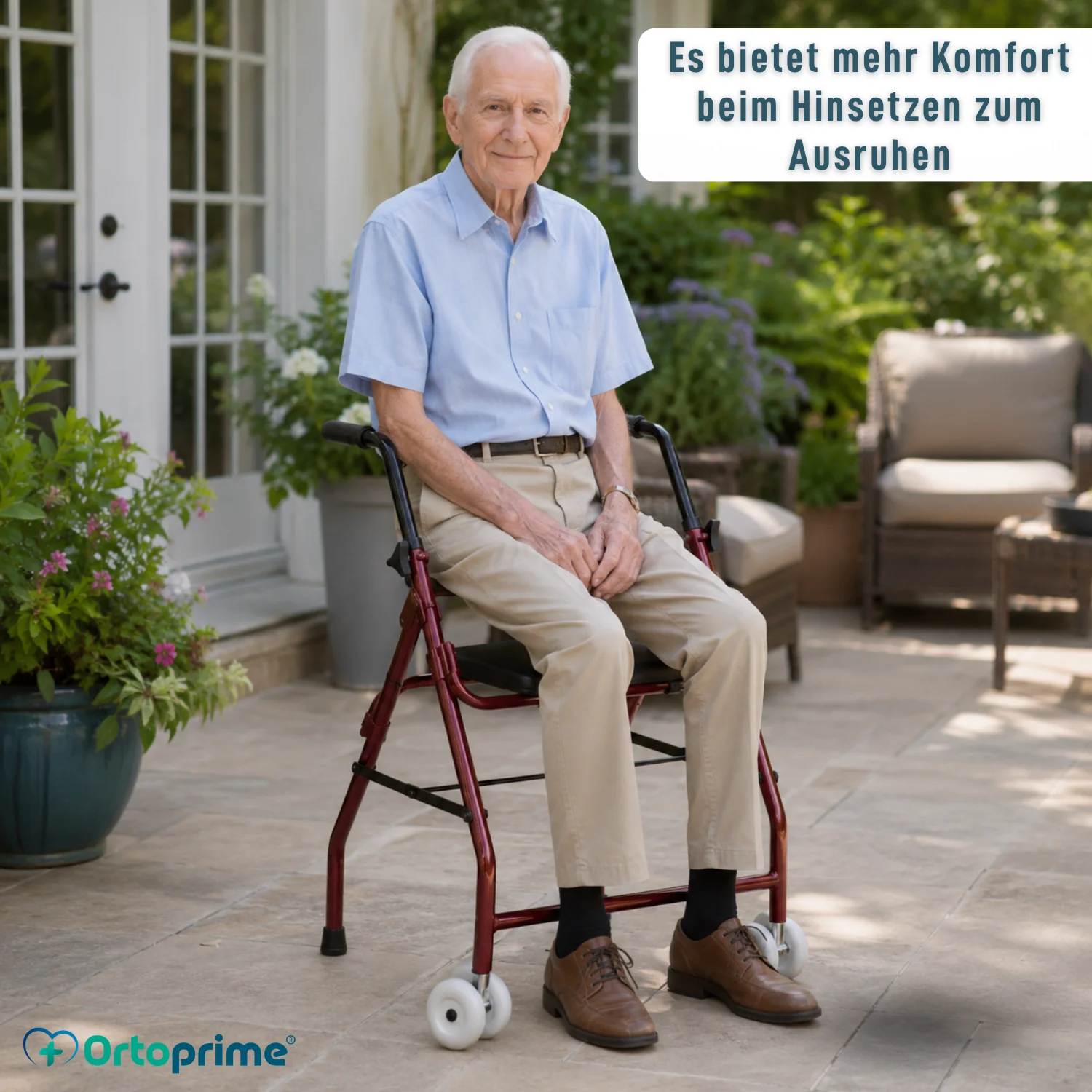 Gehbarer Rollator aus Aluminium | Gepolsterter Sitz - Image 5