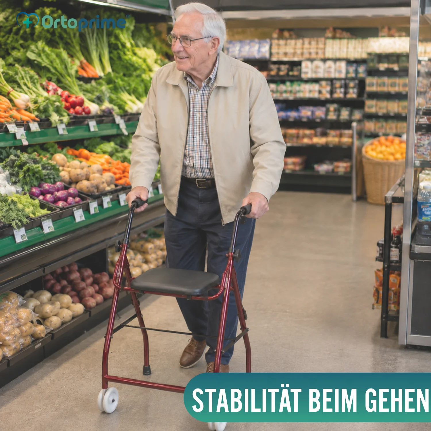 Gehbarer Rollator aus Aluminium | Gepolsterter Sitz - Image 6