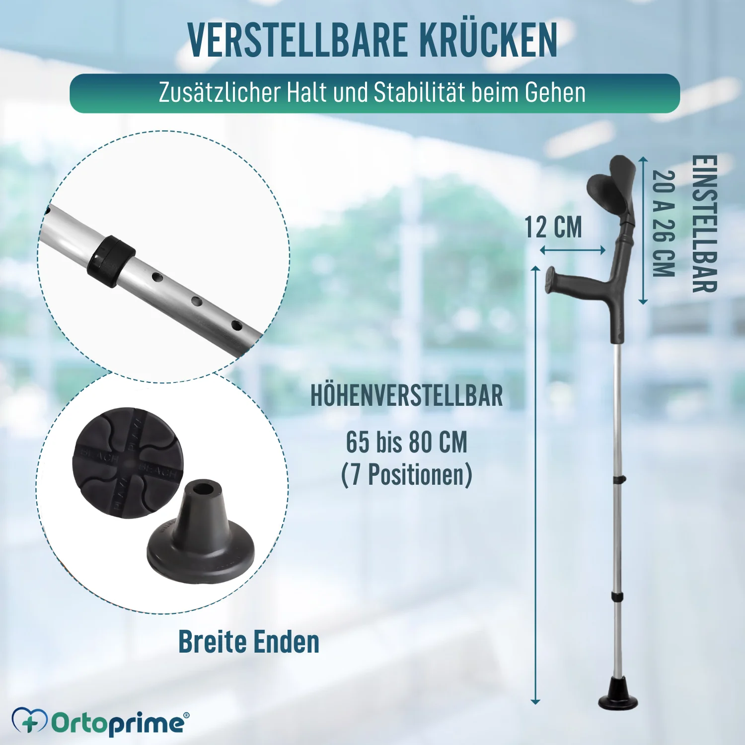 Höhenverstellbare Krücken mit breiten Gummifüßen - Image 5