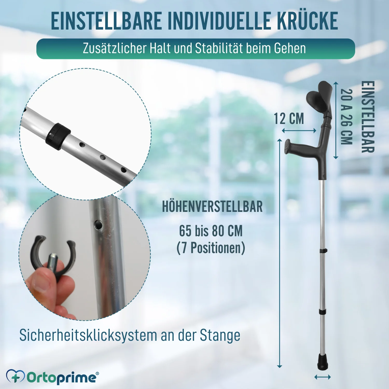 Höhenverstellbare orthopädische Krücke | Ergonomisch - Image 5