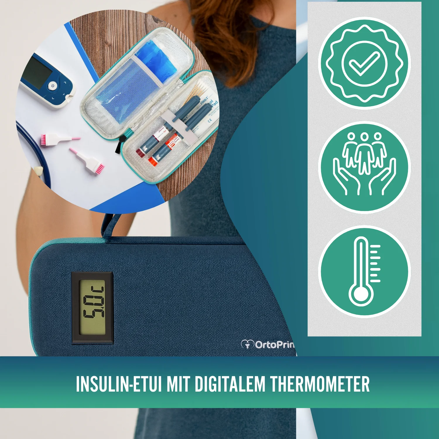 Insulinetui mit Thermometer | Kühltasche für Diabetiker - Image 2