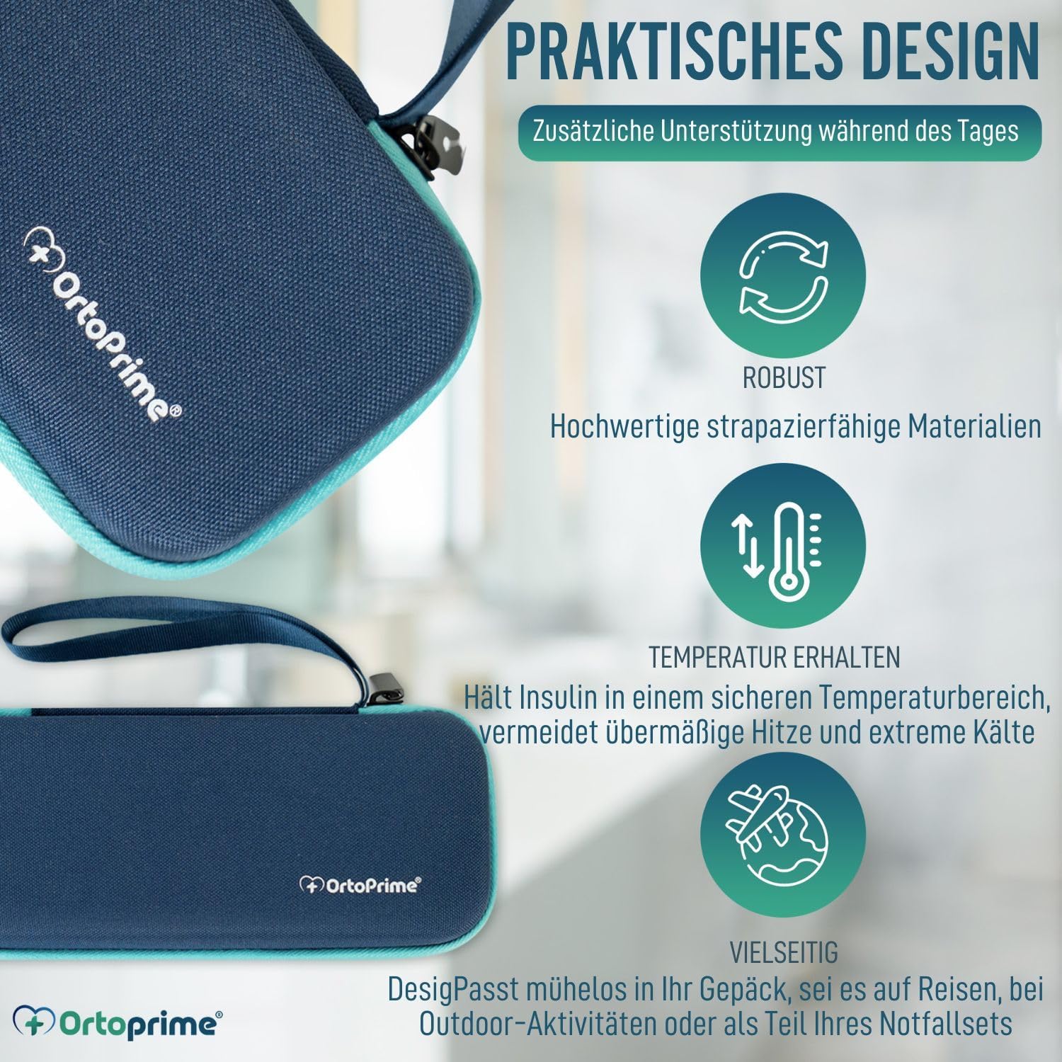 Isoliertasche für Insulin mit 2 Kühlgelpackungen und Reißverschluss - Image 5