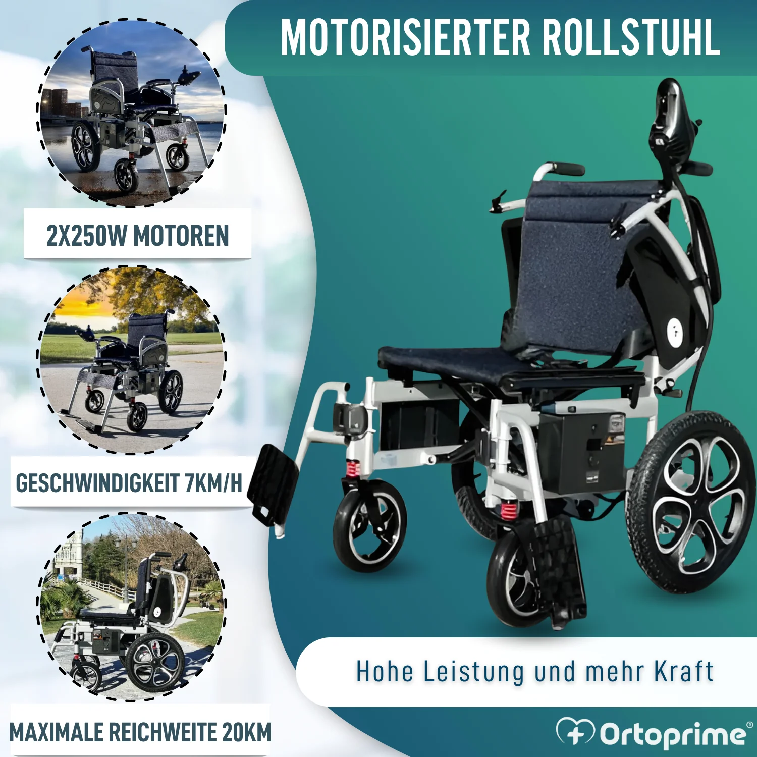 Klappbarer Elektrischer Rollstuhl mit Gelbatterien | 5 Gänge - Image 3