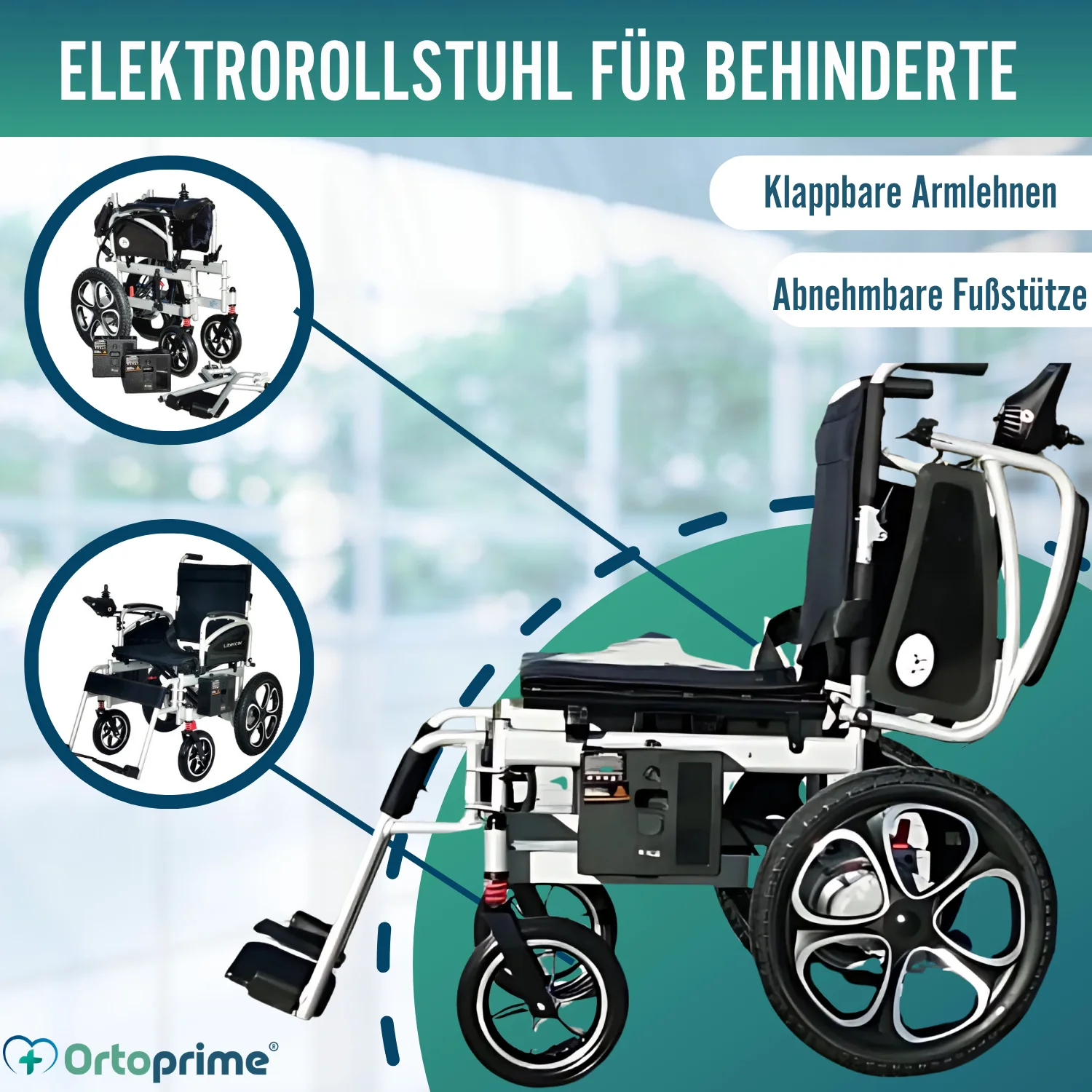 Klappbarer Elektrischer Rollstuhl mit Gelbatterien | 5 Gänge - Image 8
