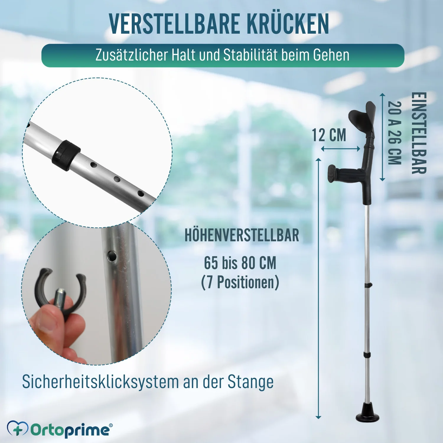 Komplettes Set Orthopädische Gehhilfen + Polster + Breite Gummikappen - Image 2