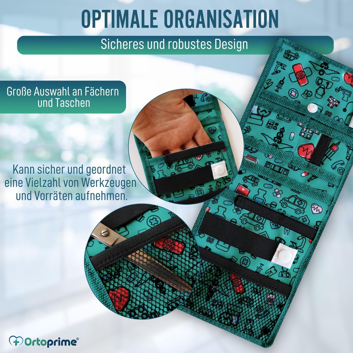Krankenschwester-Taschenorganizer mit Mehrfachfächern und Knopf - Image 4