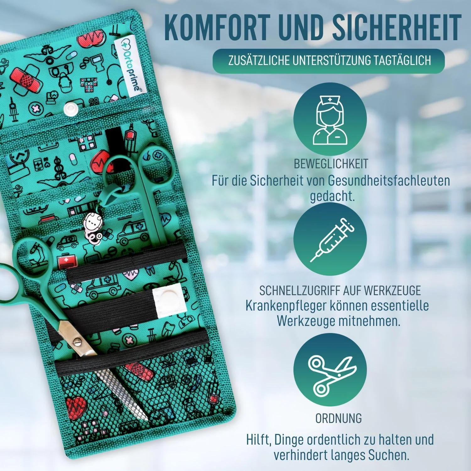Krankenschwester-Taschenorganizer mit Mehrfachfächern und Knopf - Image 6