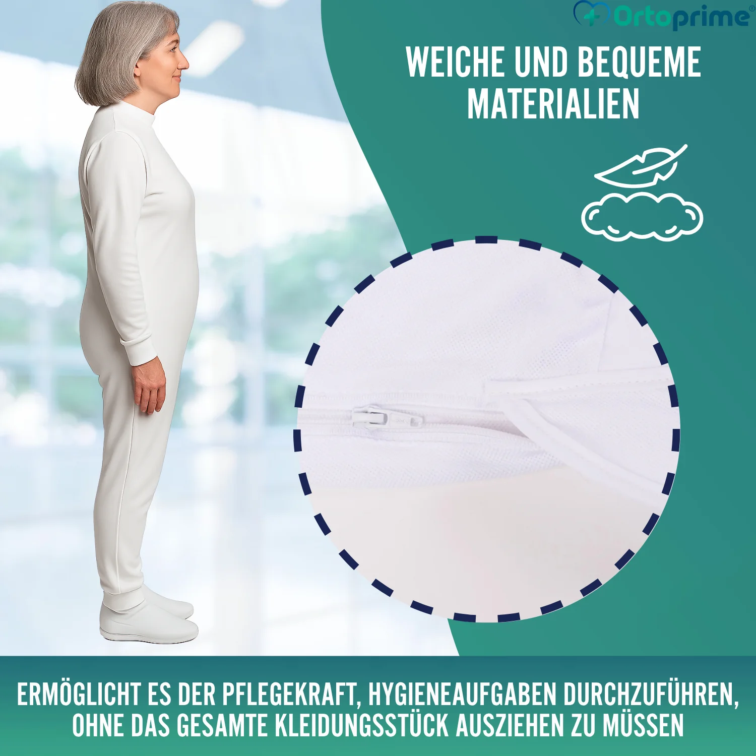 Langarm-Inkontinenzpyjama | Unisex mit Doppelreißverschluss - Image 3