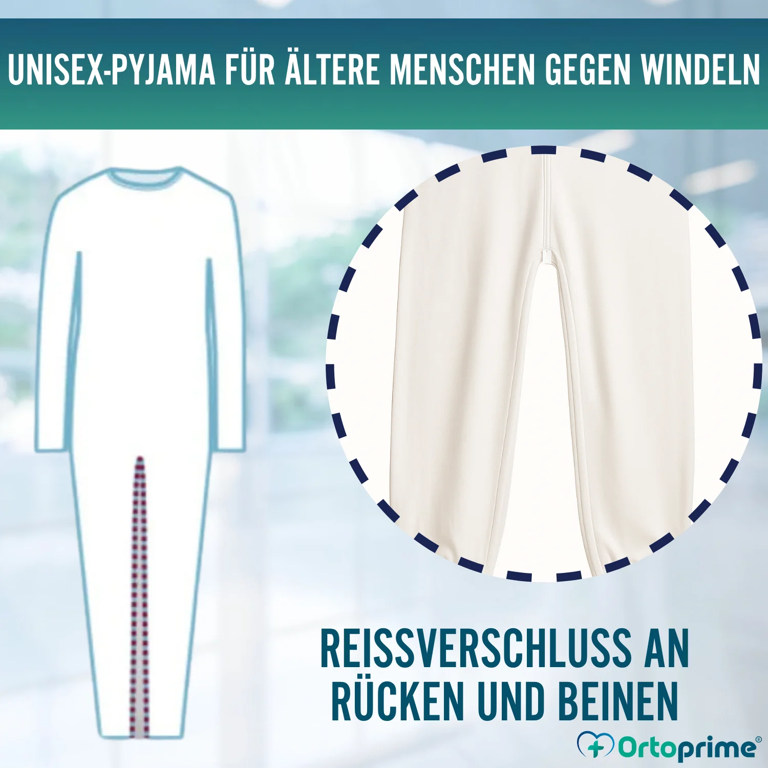Langarm-Inkontinenzpyjama | Unisex mit Doppelreißverschluss - Image 6