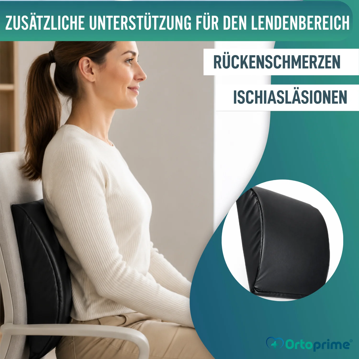 Lendenkissen aus viskoelastischem Schaumstoff | Schwarz - Image 3