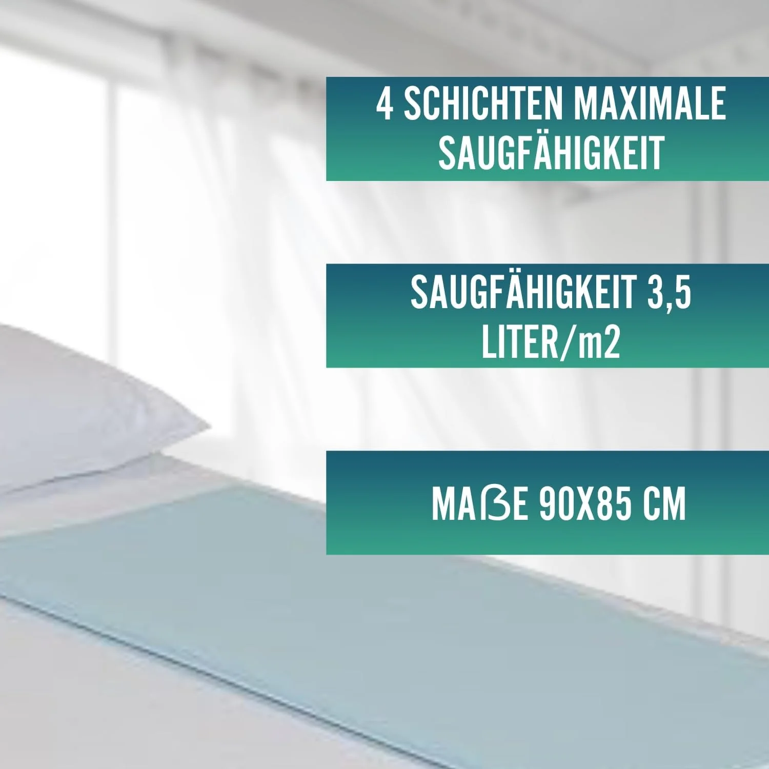 PACK 2 Wiederverwendbare ökologische saugfähige Matratzenauflagen für 90 cm Betten mit 3,15 Litern/m² - Image 5
