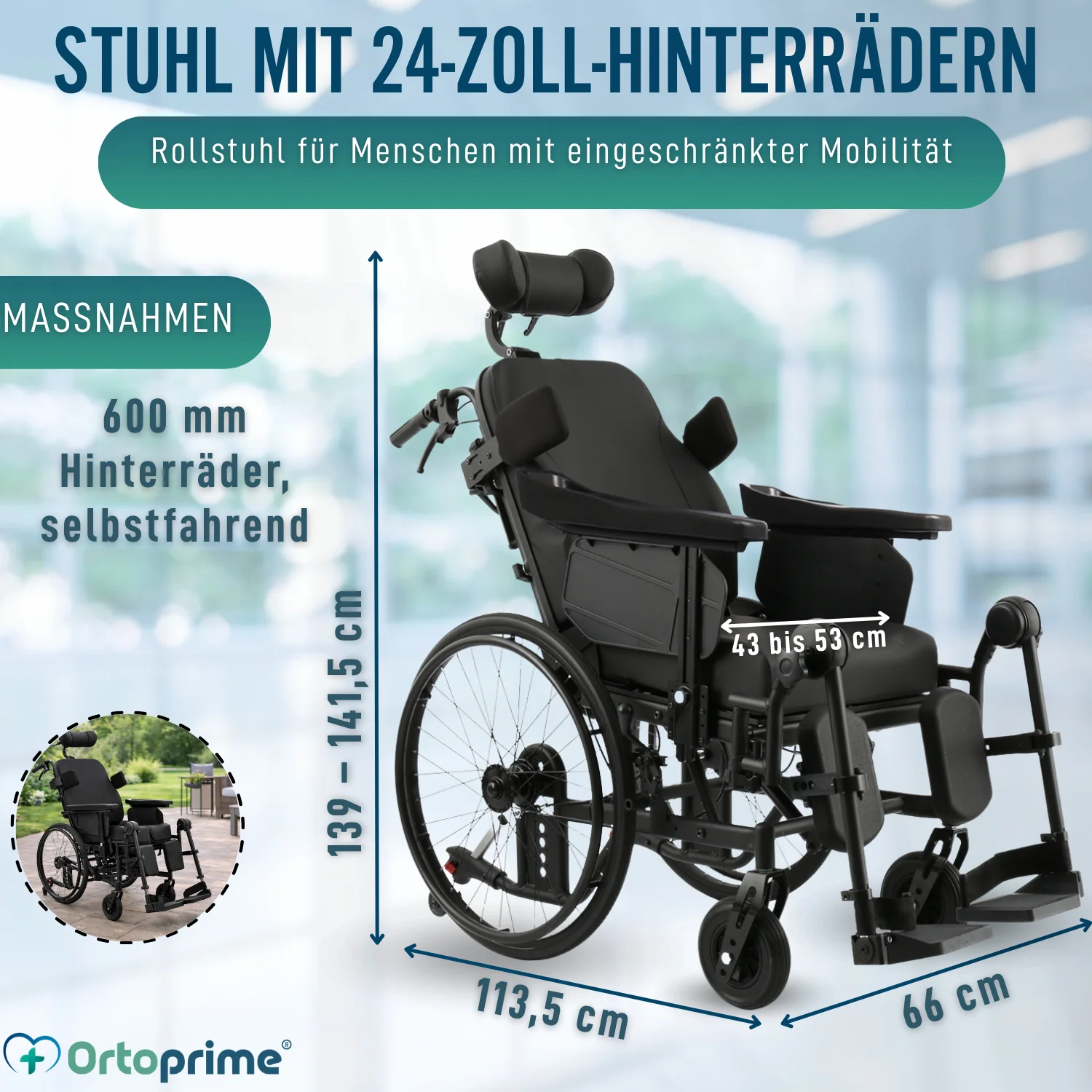 Positionierungsrollstuhl mit Kippfunktion | Anti-Dekubitus - Image 8