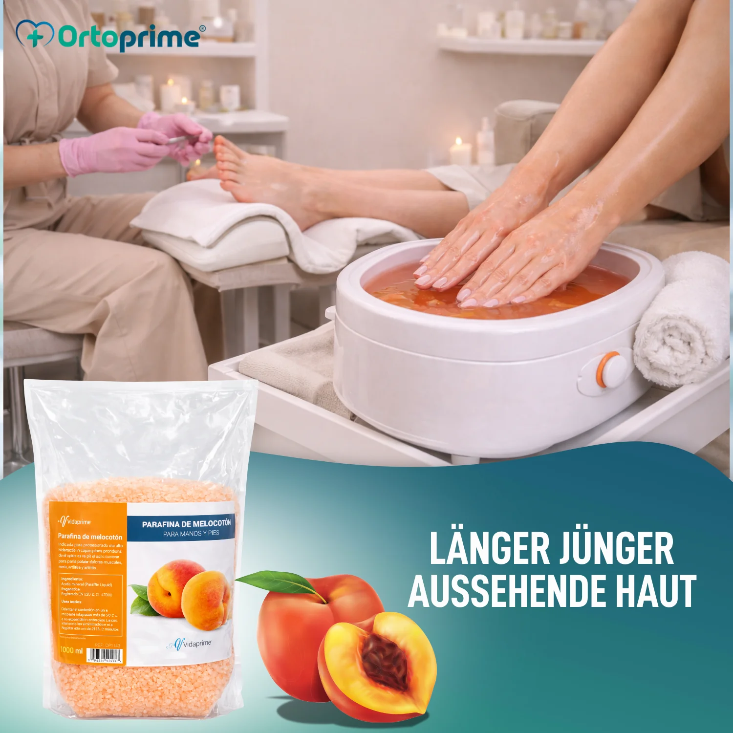 Rehabilitationsparaffin für Hände und Füße 1000ml | Pfirsich - Image 3