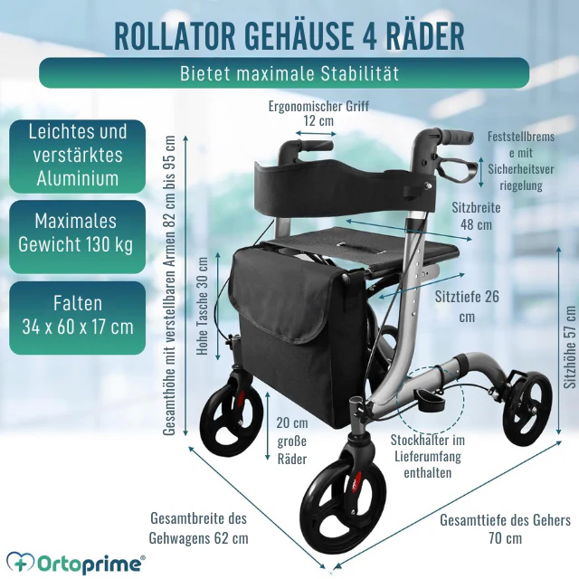 Rollator-Gehwagen mit Sitz und Korb für den Außenbereich - Image 3