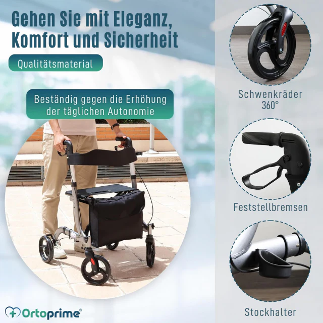 Rollator-Gehwagen mit Sitz und Korb für den Außenbereich - Image 5