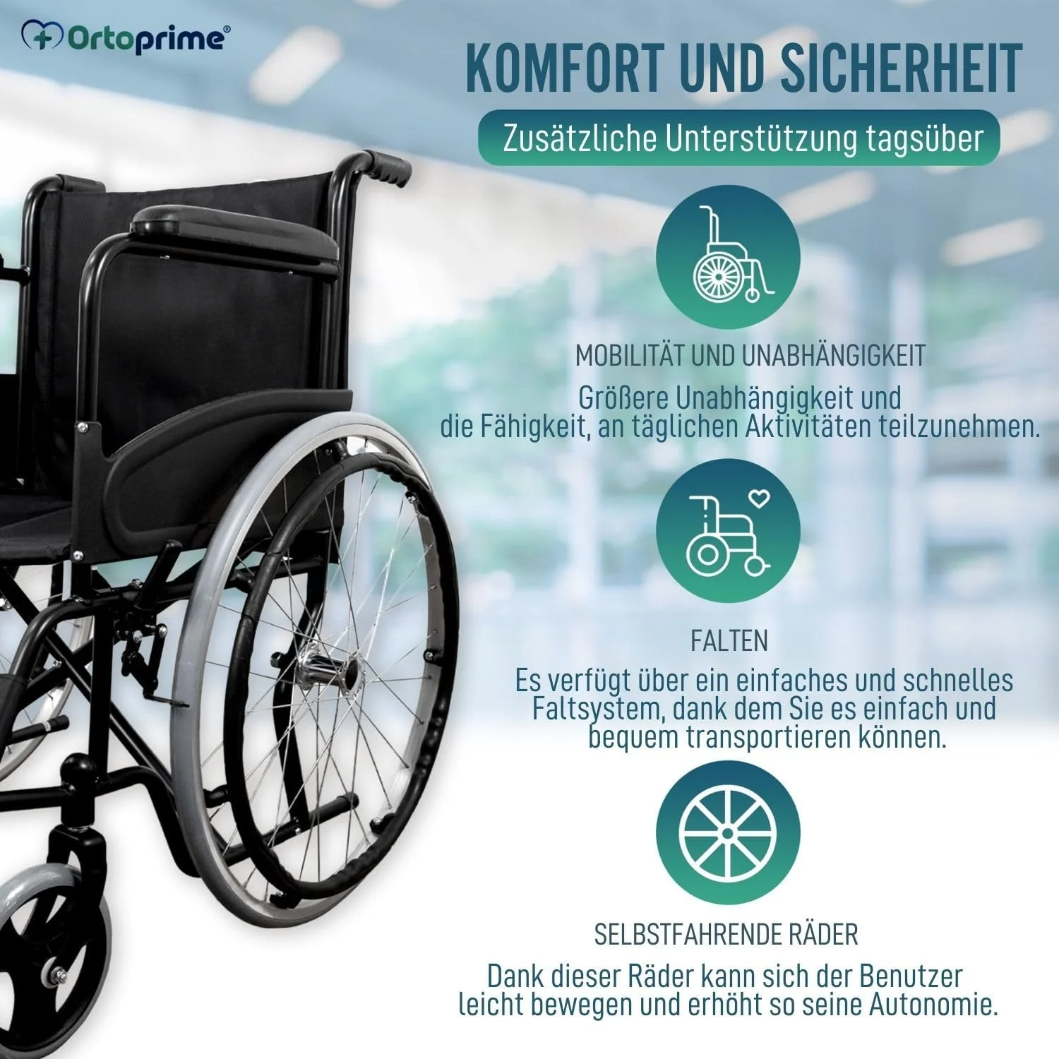 Rollstuhl Faltbar Selbstfahrend Sicherheitsgurt - Image 5