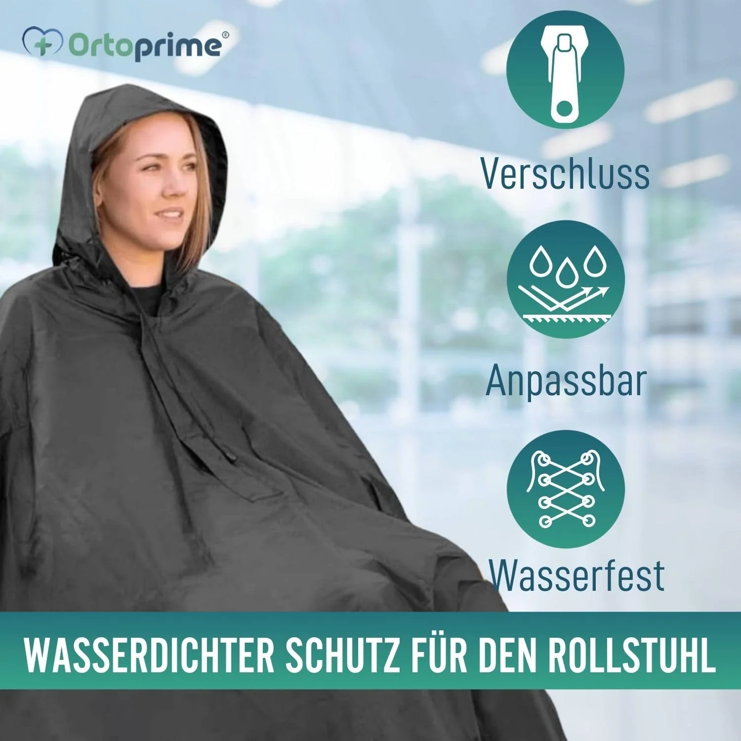 Rollstuhl-Regencape mit Reißverschluss - Image 2