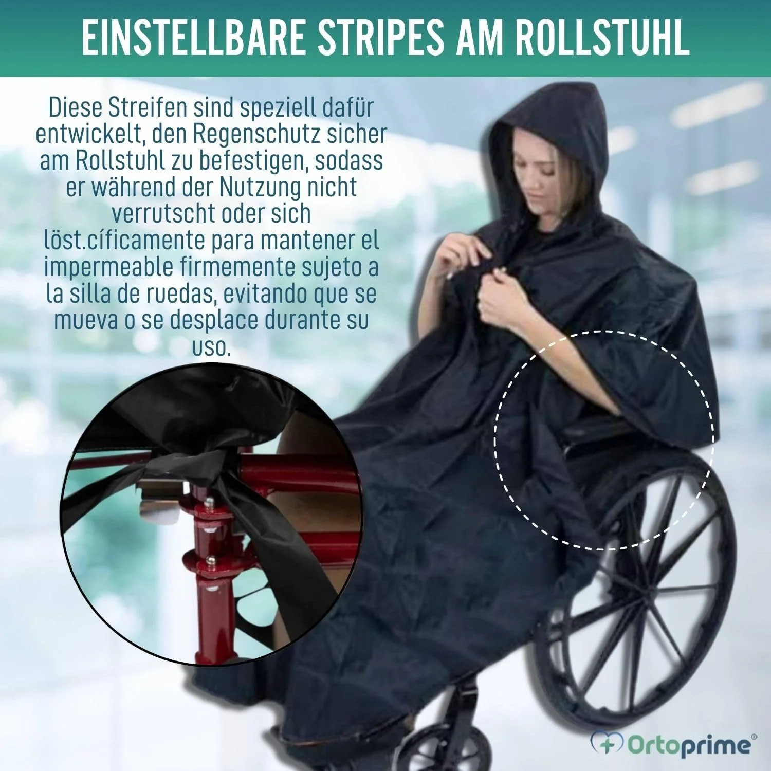 Rollstuhl-Regencape mit Reißverschluss - Image 3