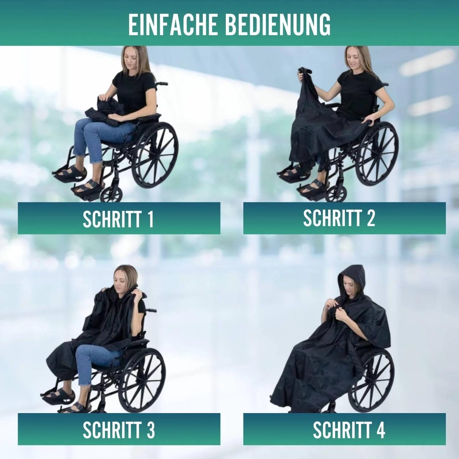 Rollstuhl-Regencape mit Reißverschluss - Image 5