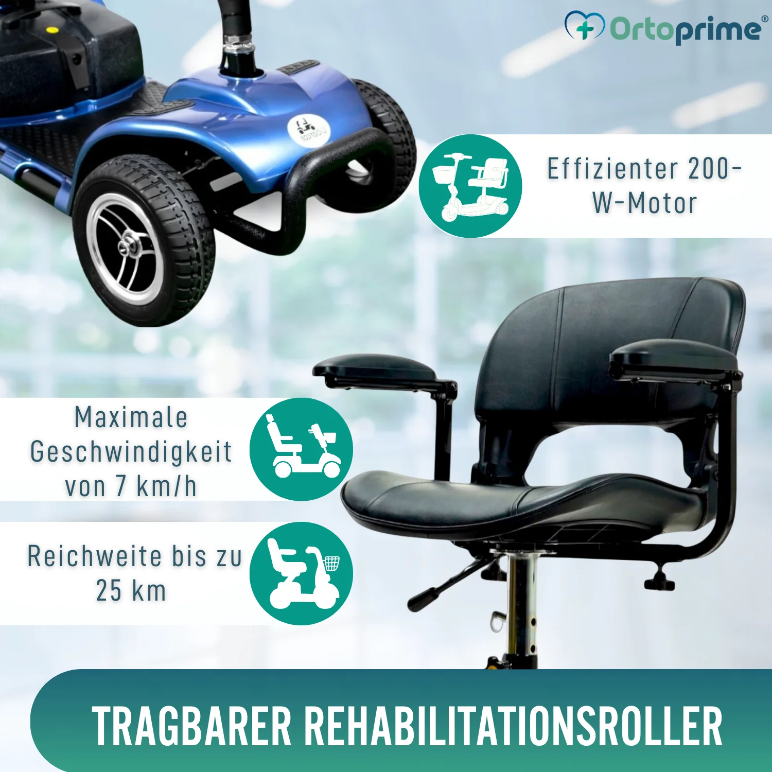 Scooter für eingeschränkte Mobilität abnehmbar | 4 Räder - Image 4