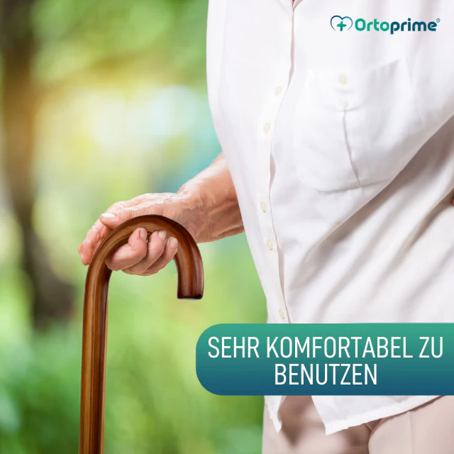 Orthopädischer Gehstock für Senioren aus Holz Glatt | Gebogener Griff - Image 6
