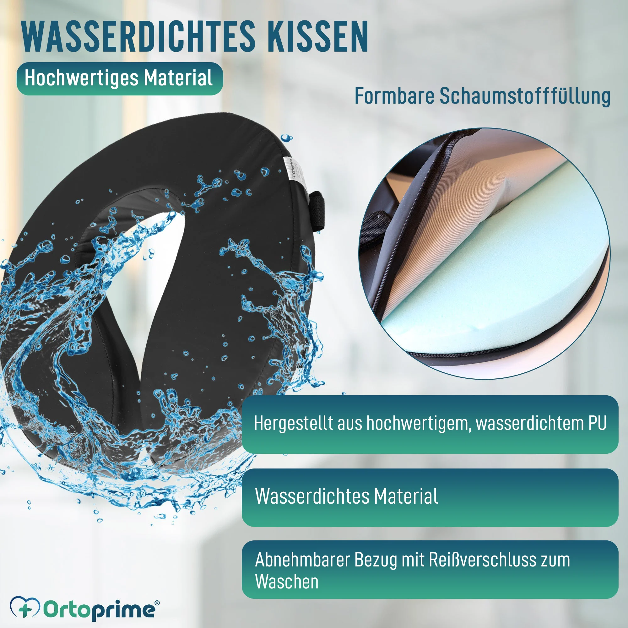 Gepolstertes WC-Kissen mit abnehmbarem Bezug und Haltegurt - Image 2