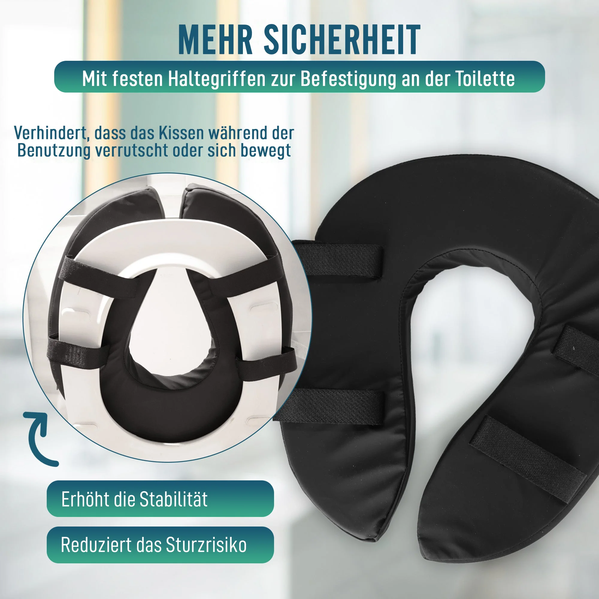 Gepolstertes WC-Kissen mit abnehmbarem Bezug und Haltegurt - Image 4