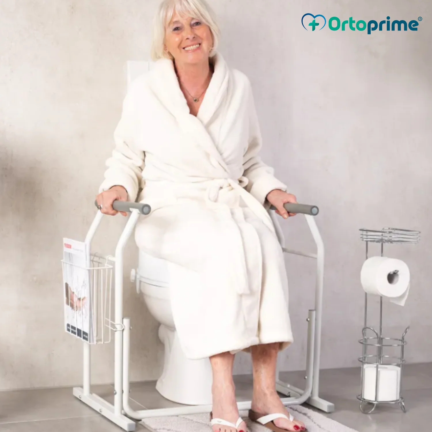 Tragbare Toilettenarmlehne mit Zeitschriftenständer - Image 5