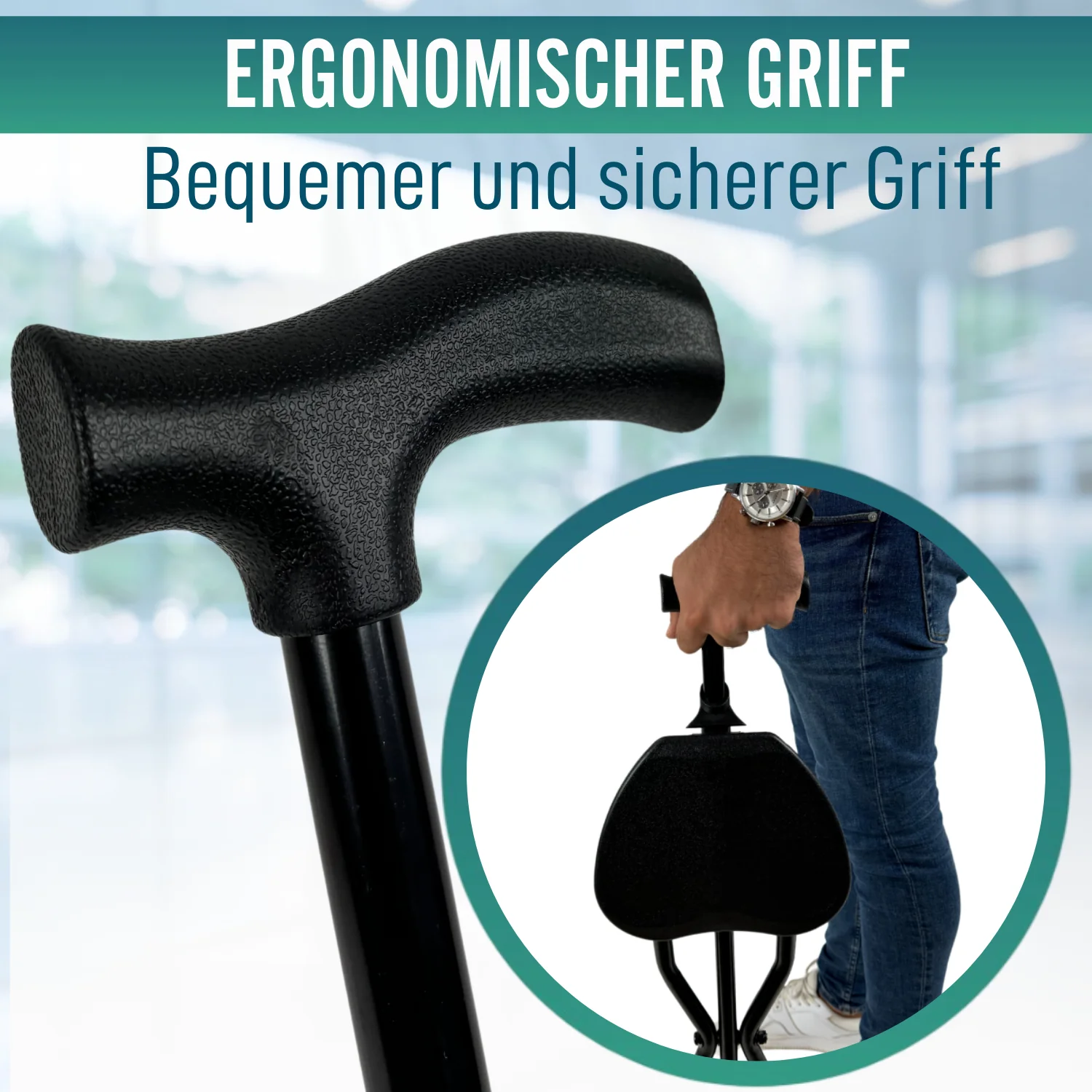 Tragbarer Gehstock mit Sitz | Klappbare Gehstöcke für Senioren - Image 7