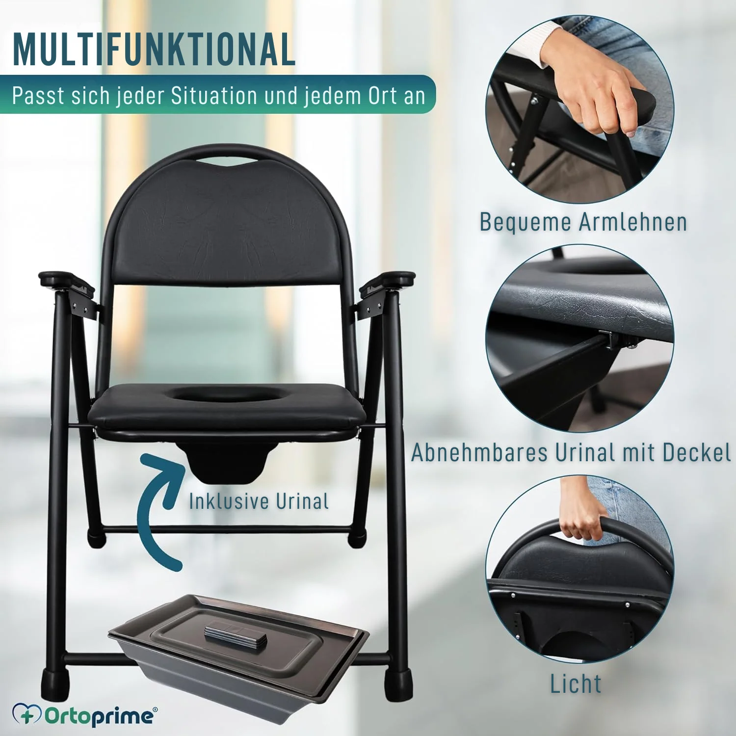 Klappbarer WC-Stuhl für Senioren | Tragbarer Toilettenstuhl - Image 4