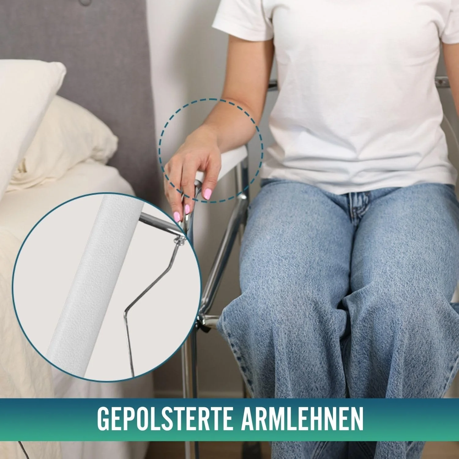 Tragbarer WC-Stuhl mit integriertem Urinal und Höhenverstellbar - Image 5