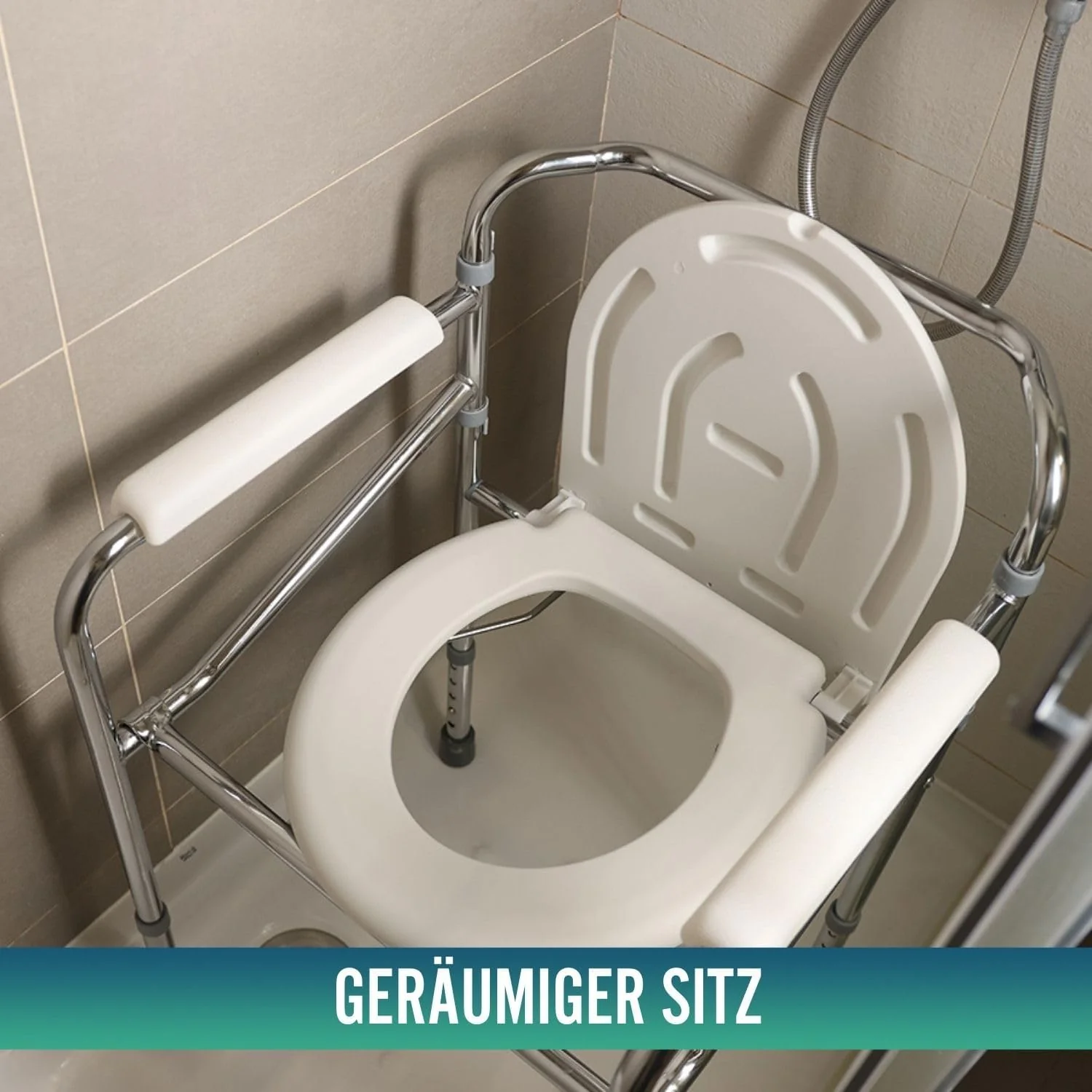 Tragbarer WC-Stuhl mit integriertem Urinal und Höhenverstellbar - Image 6
