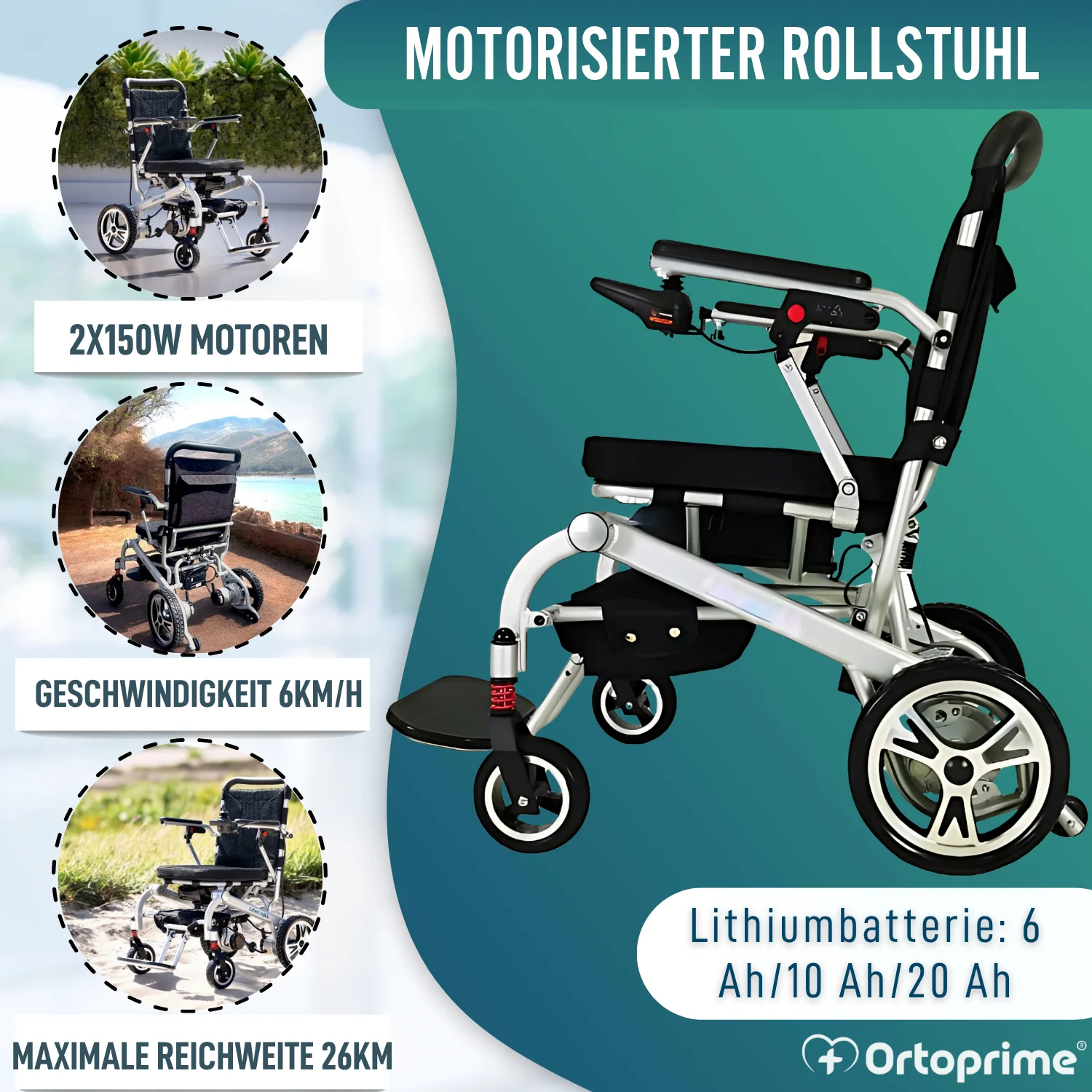 Ultraleichter Kompakter Elektro-Rollstuhl mit Lithium-Akku - Image 3