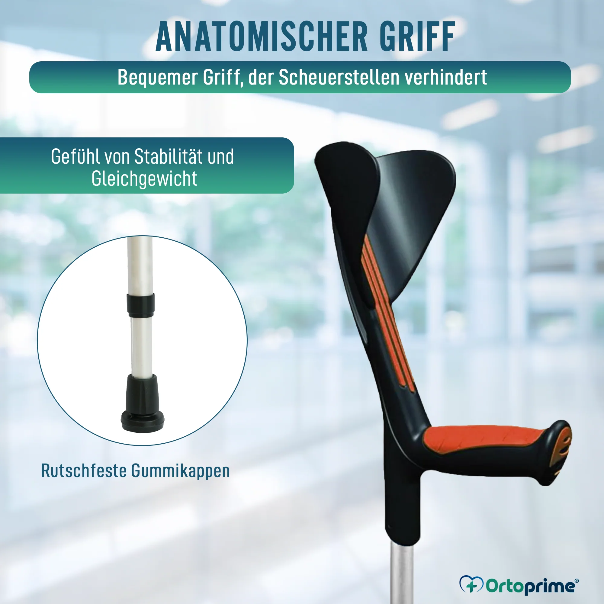 Verstellbare anatomische Krücken in Rot | 2er Pack - Image 3