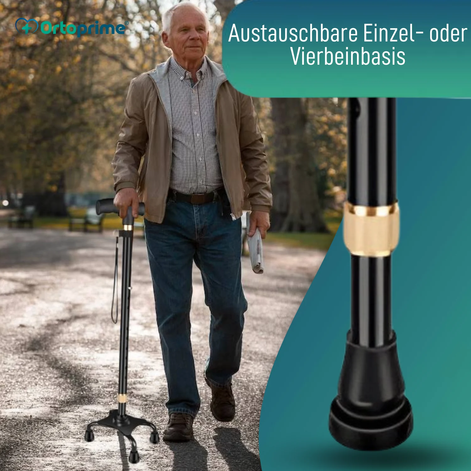 Verstellbarer 4-Bein Gehstock | Mit Umwandelbarem Fuß - Image 4