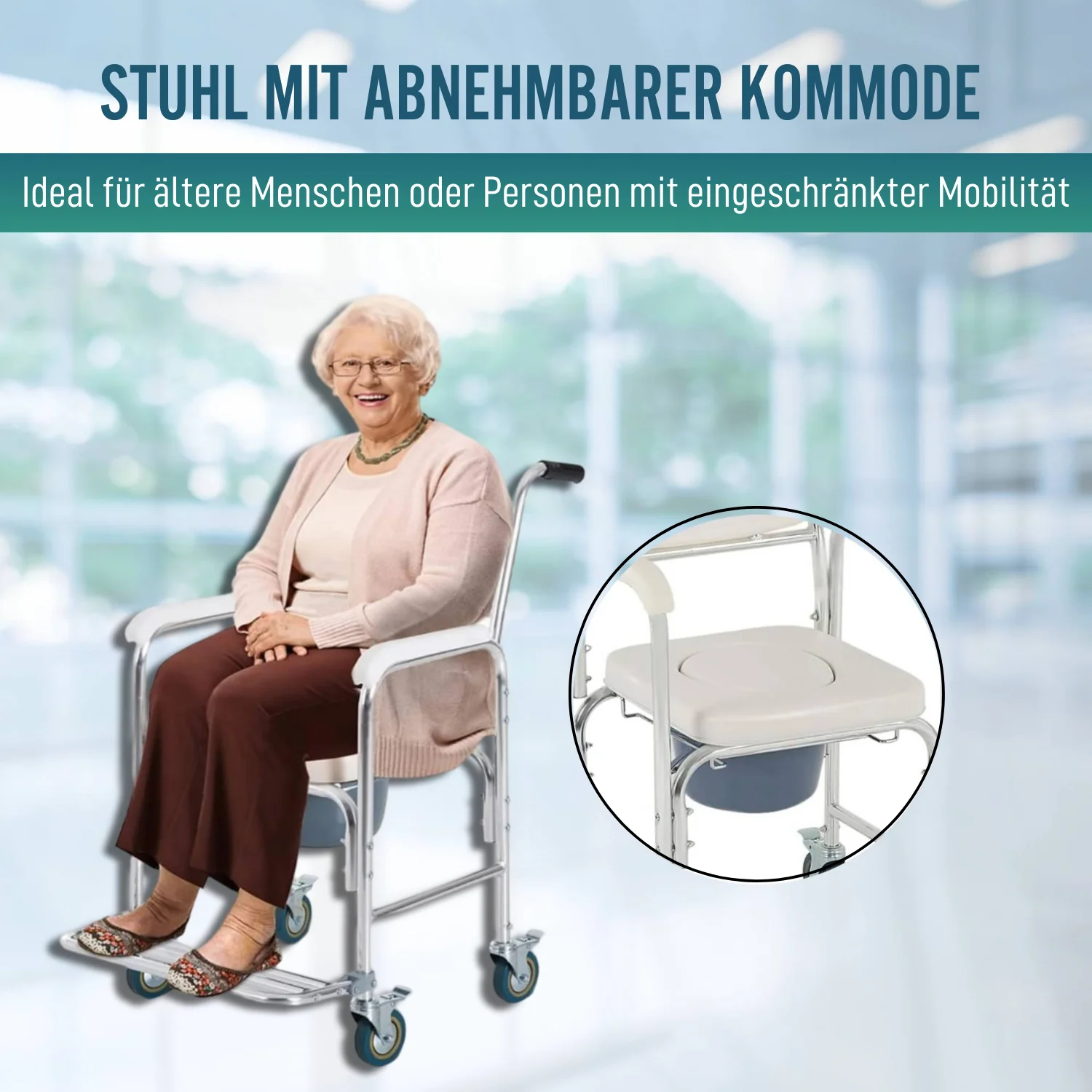 WC-Duschstuhl mit klappbaren Beinen - Image 2