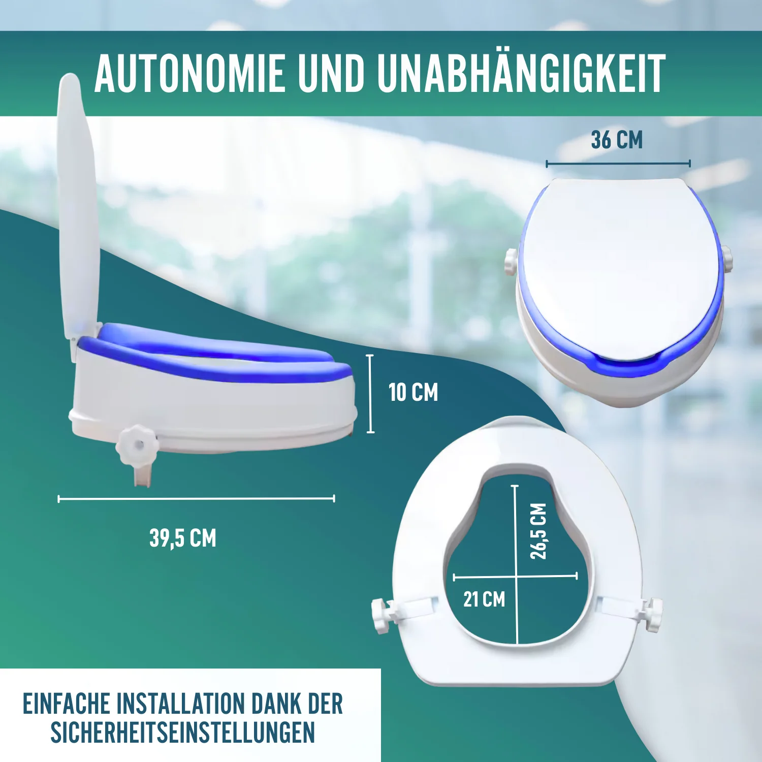 WC-Erhöher Erwachsene 10cm Gepolstert | Universal WC-Erhöher - Image 7