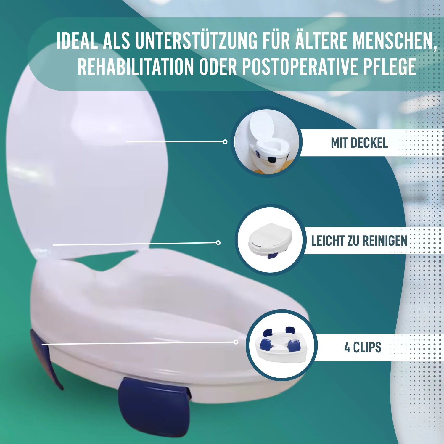 WC-Erhöher Erwachsene 11cm | Orthopädischer WC-Erhöher 4 Clips - Image 8