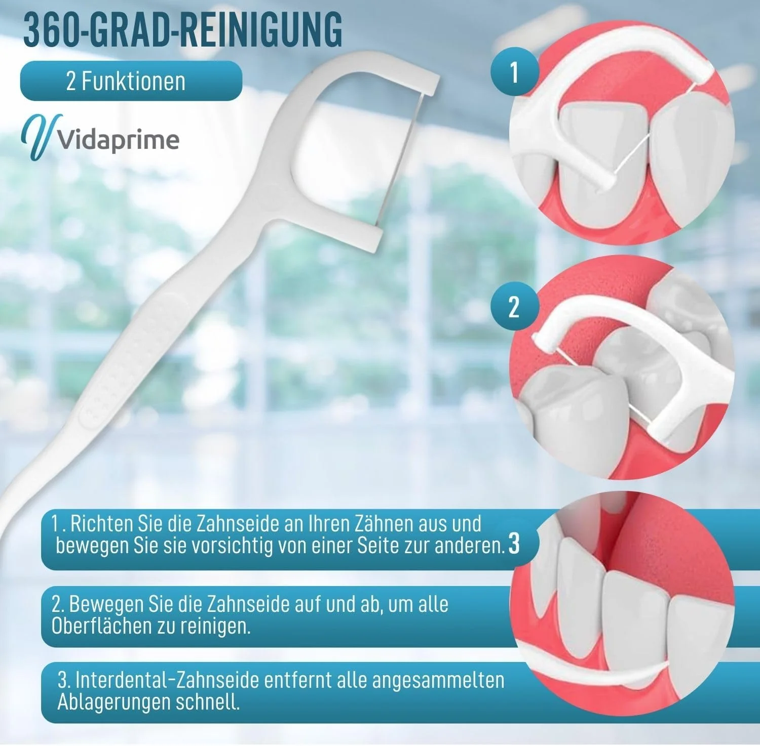Zahnseide mit Griff PREMIUM | Packung mit 200 - Image 2